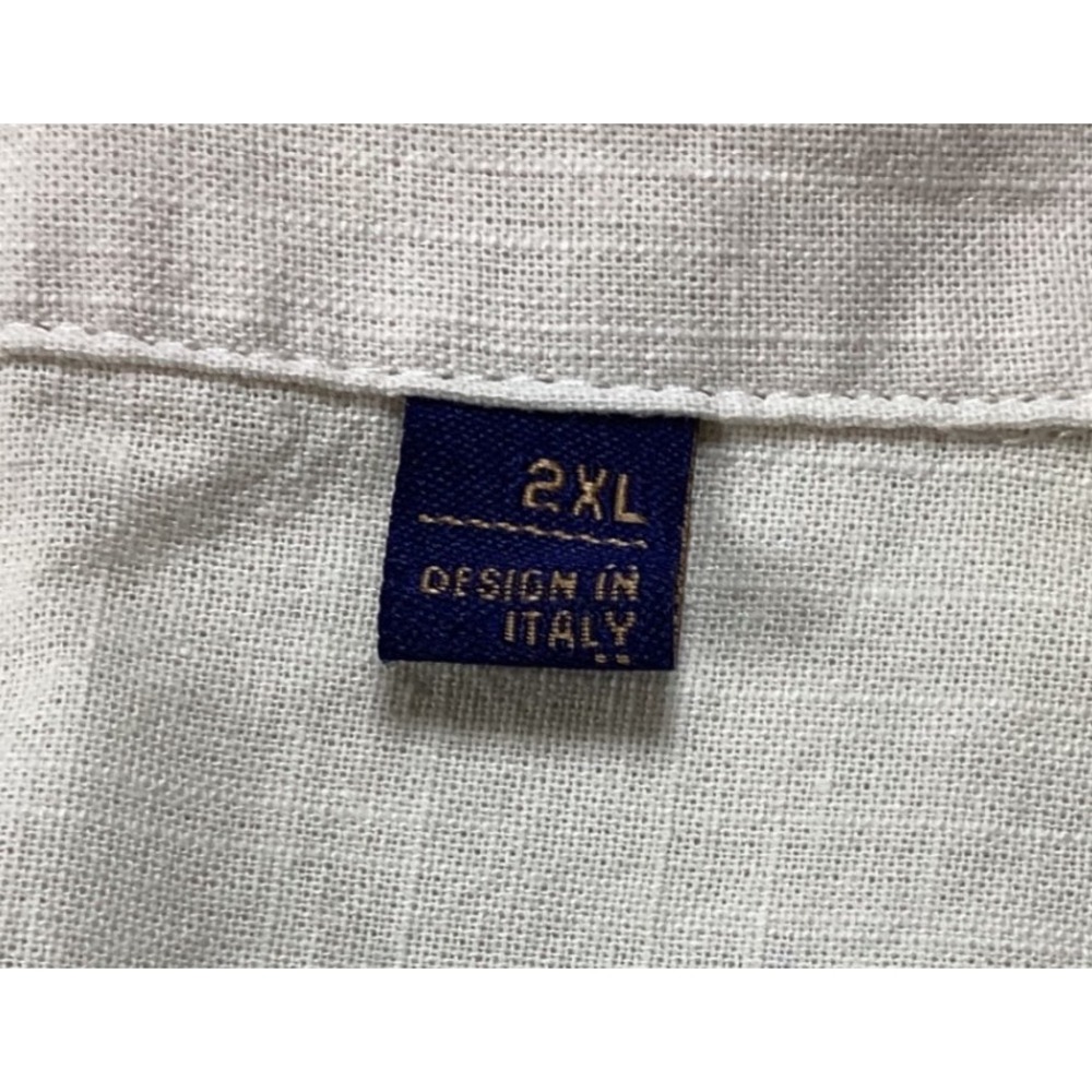 Design in Italy Mens 2XL Linen Blend Short Sleeve Camp Collar Button Down Shirt - Picture 7 of 10